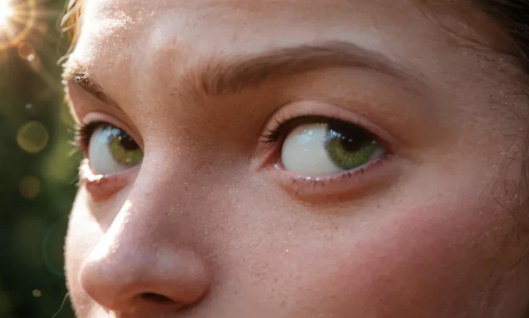 A detailed close-up of a person's green eyes with realistic skin texture, emphasizing that this is an AI-generated image using Stable Diffusion.