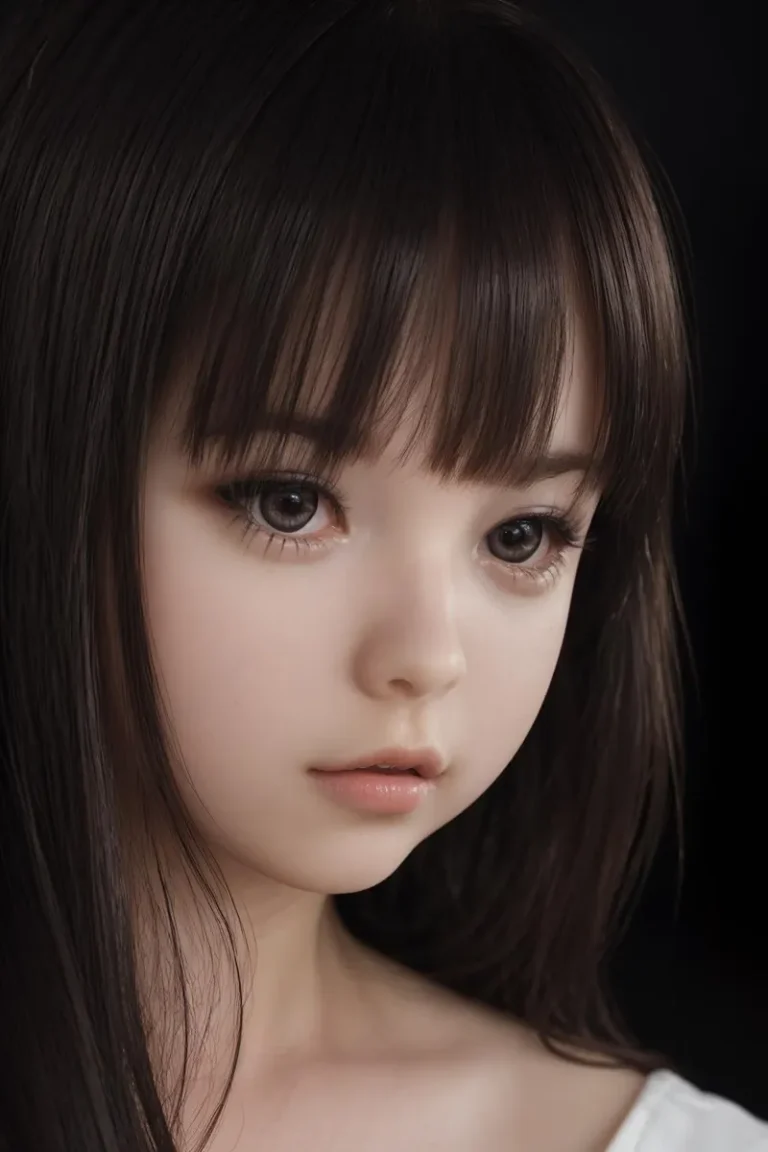 A highly realistic, AI-generated portrait of an anime girl with natural-looking features and long dark hair using Stable Diffusion.