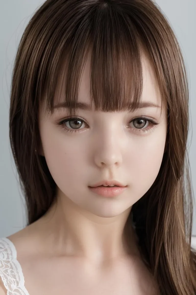 A detailed, realistic AI-generated portrait of a beautiful young girl with long, straight hair and large, expressive eyes created using Stable Diffusion.