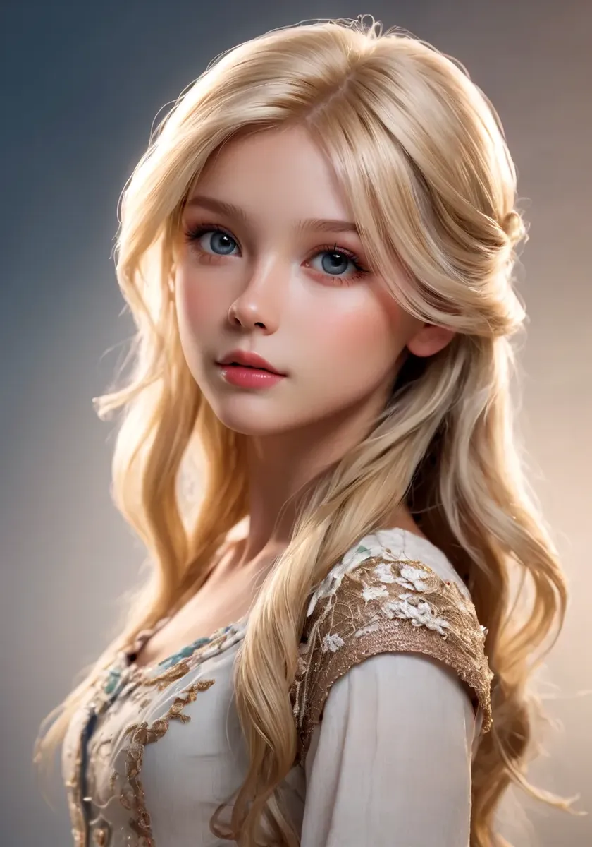 AI generated image of a blonde woman in soft lighting using Stable Diffusion.