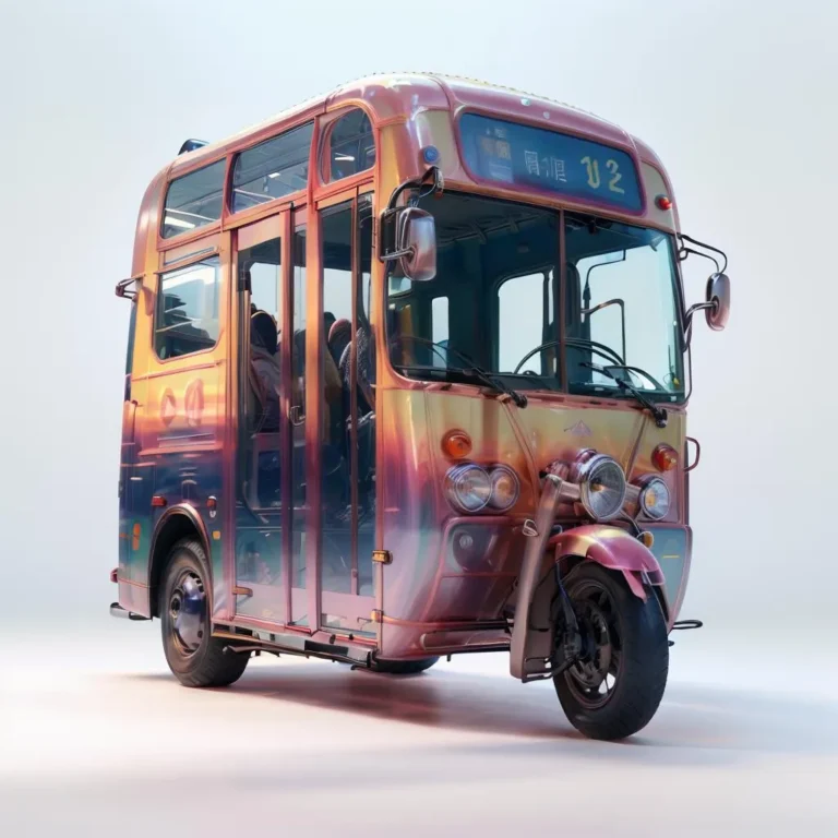 A futuristic bus with retro elements and colorful design. AI generated image using stable diffusion.