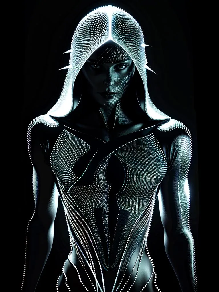 A captivating image of a futuristic warrior adorned in an intricate cyberpunk armor, generated by AI using Stable Diffusion.