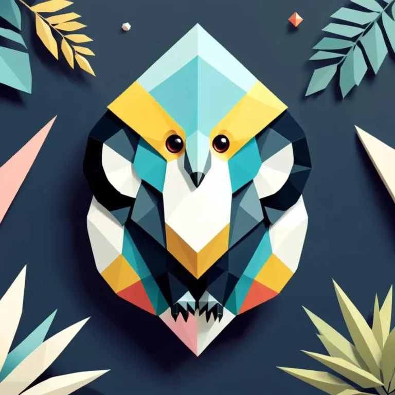 Geometric owl artwork created with colorful polygons. AI generated image using stable diffusion.