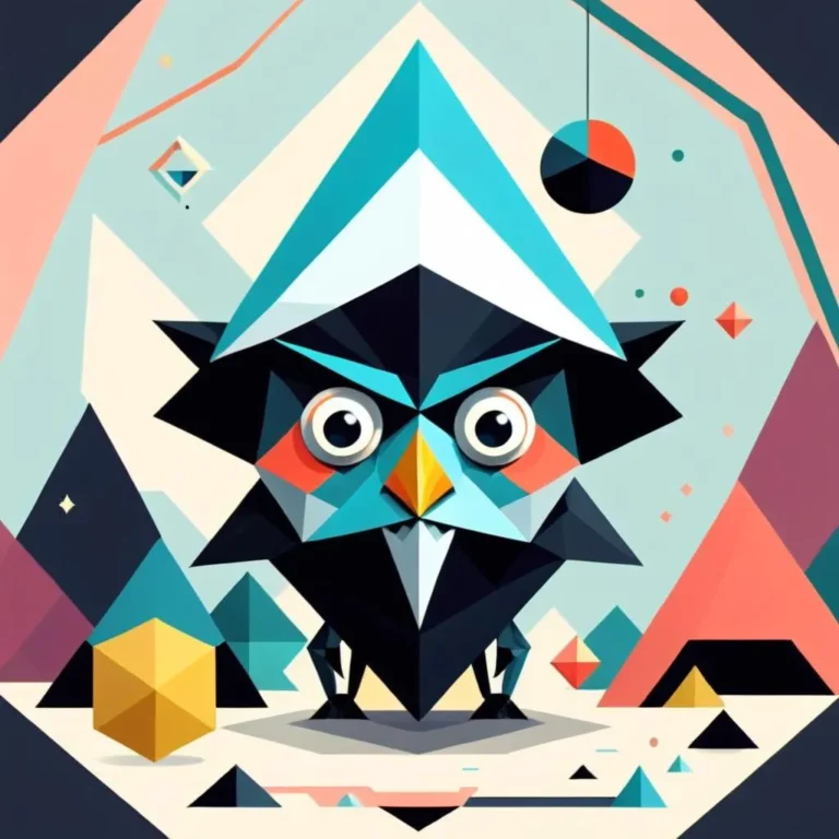 Geometric owl illustration in polygonal design. AI generated image using Stable Diffusion.