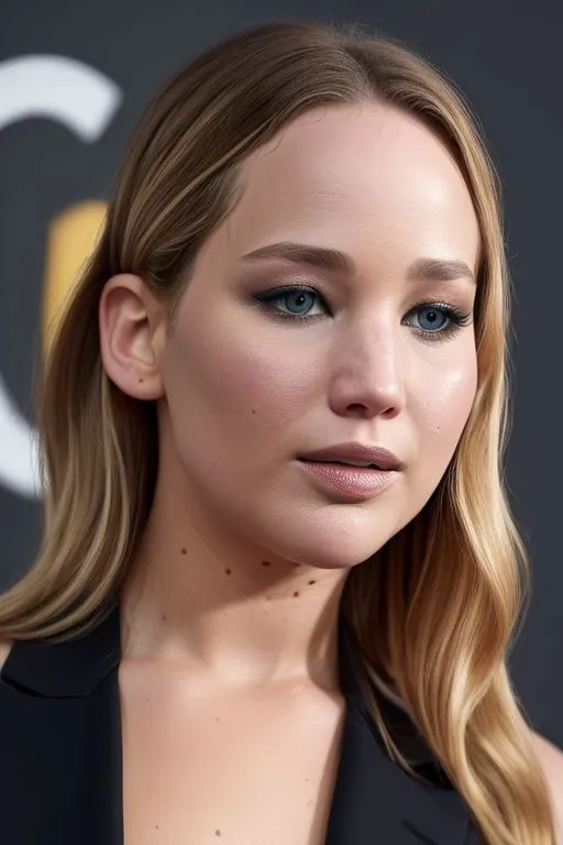 A highly realistic portrait of a woman with blonde hair and blue eyes, created using Stable Diffusion.