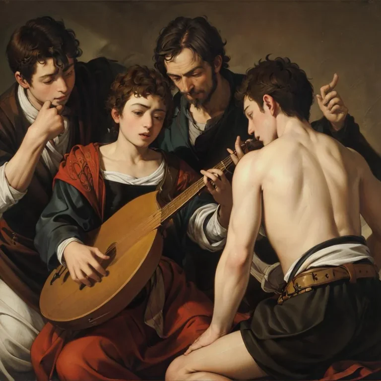 A detailed group portrait of four musicians in Renaissance attire, created using AI with Stable Diffusion.
