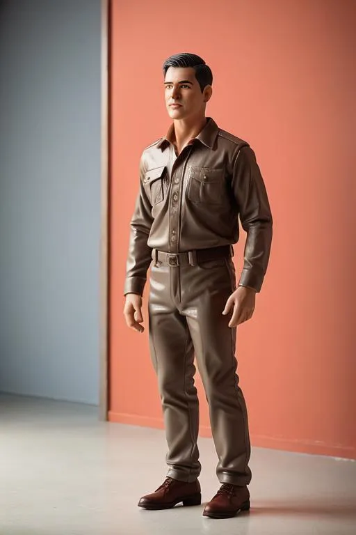 A realistic 3D model of a man standing in a uniform created using Stable Diffusion.