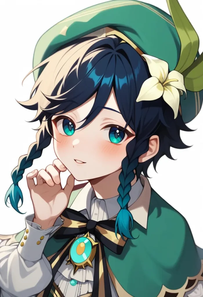 AI generated image of a cute anime character with braids, created using Stable Diffusion.