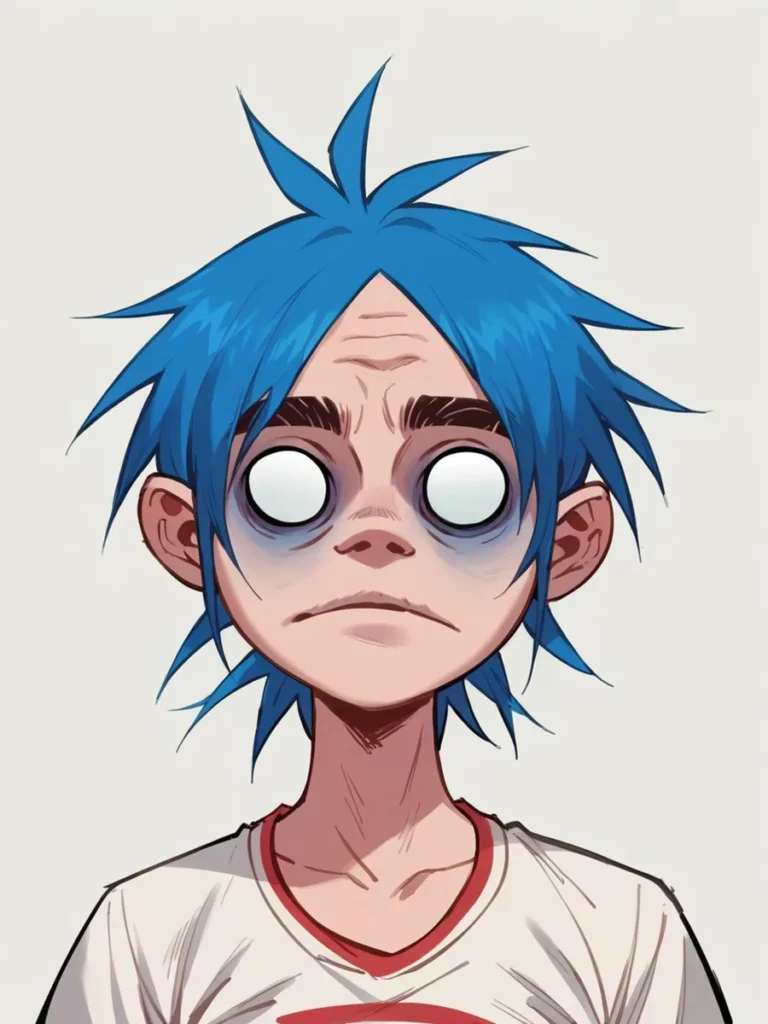 AI-generated image of a cartoon character with blue hair created using Stable Diffusion.