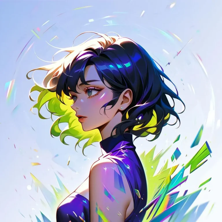 A vibrant anime art character portrait with a colorful background, created using Stable Diffusion AI.