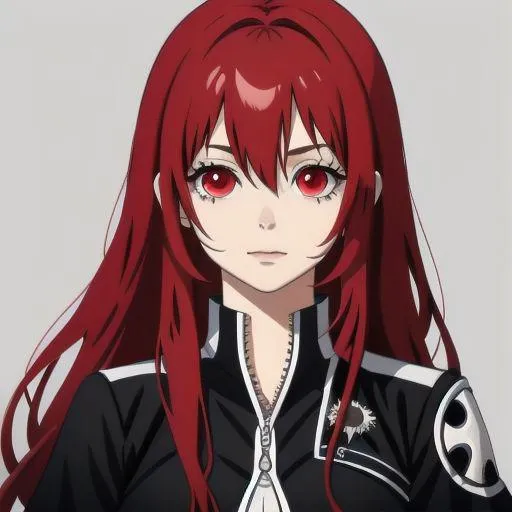 Anime girl with red hair. AI generated image using Stable Diffusion.
