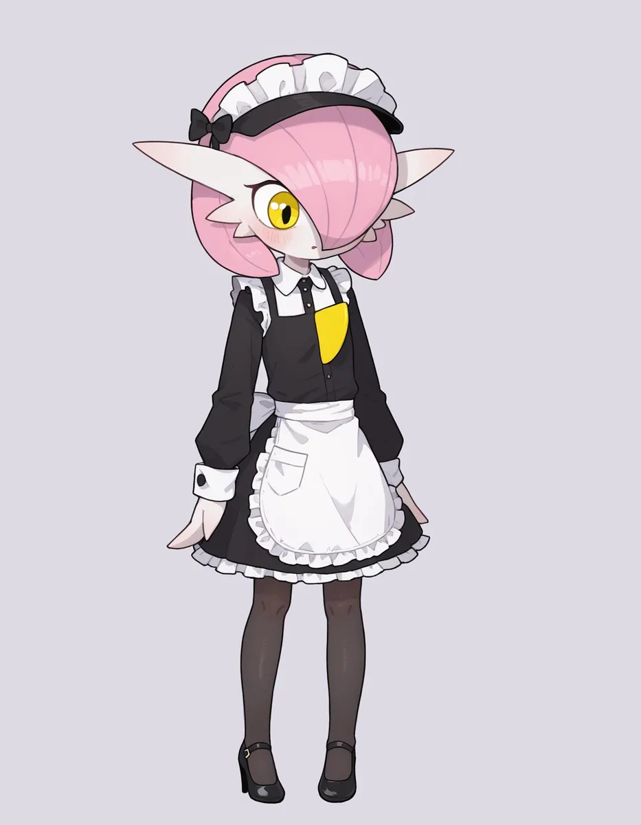 AI generated image of an anime-style fish character dressed as a maid