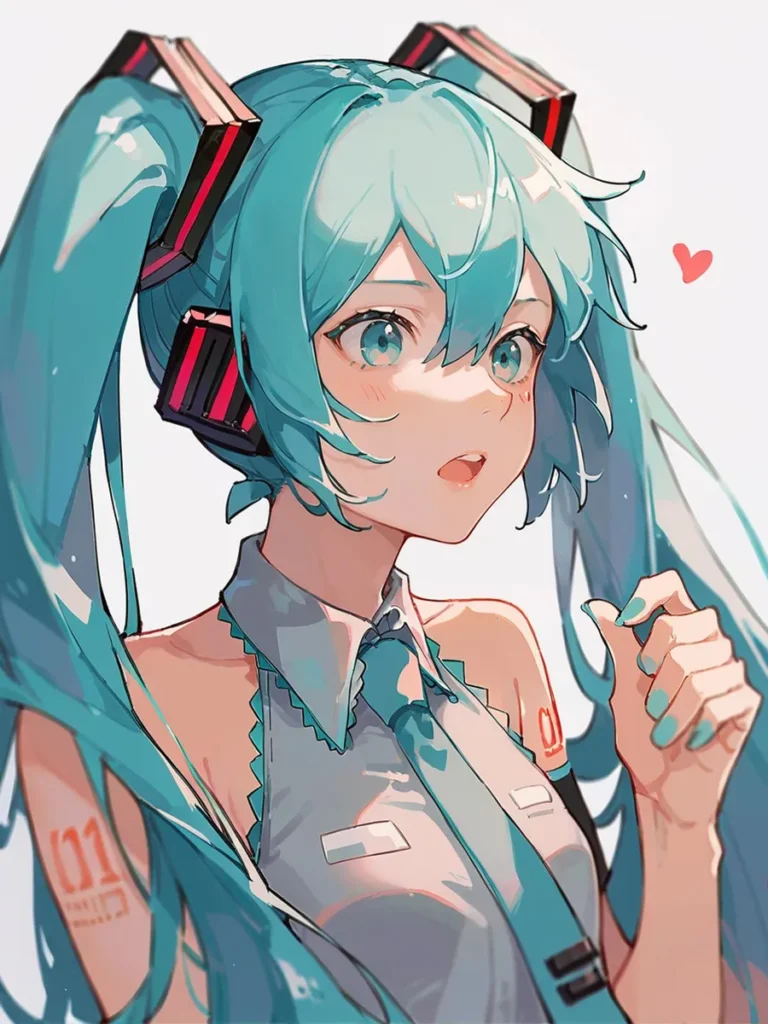 Anime character with mint hair and headphones, generated using Stable Diffusion AI.