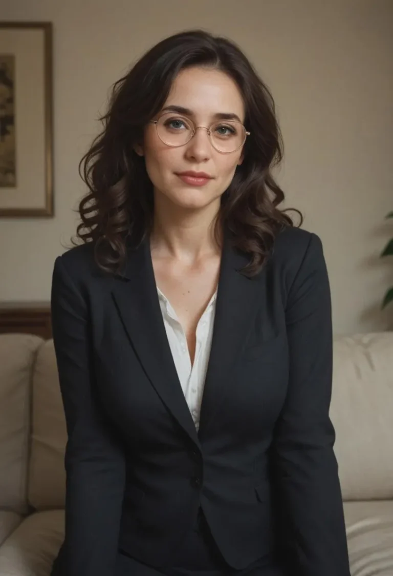 AI generated image of a professional woman in formal attire using Stable Diffusion.