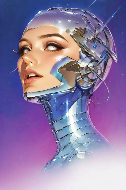 A futuristic art of a cyborg woman with an advanced robotic exoskeleton, created using stable diffusion.
