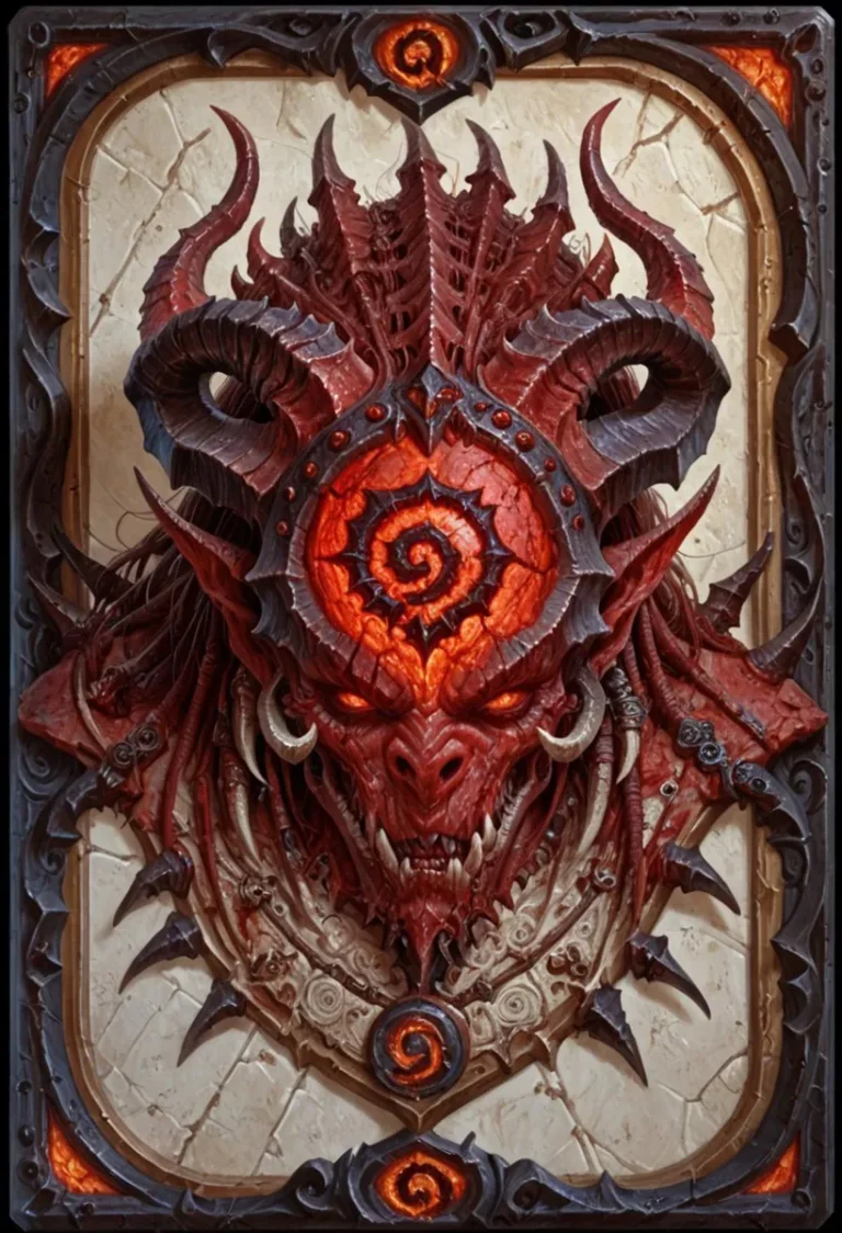 Demonic head with intricate horns and glowing eyes in a fantasy artwork style, AI generated using Stable Diffusion.