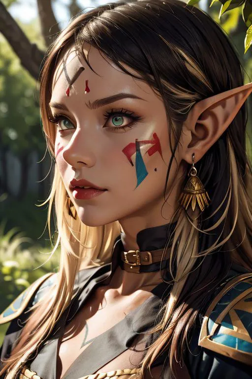 Highly detailed portrait of a fantasy elf warrior, AI generated using Stable Diffusion