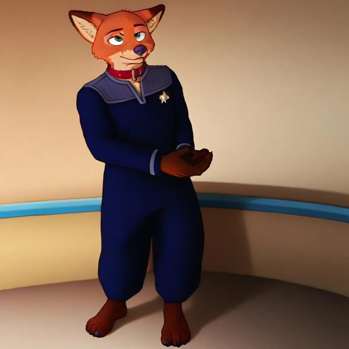 An AI generated image using stable diffusion of a furry anthropomorphic animal character in a sci-fi costume.