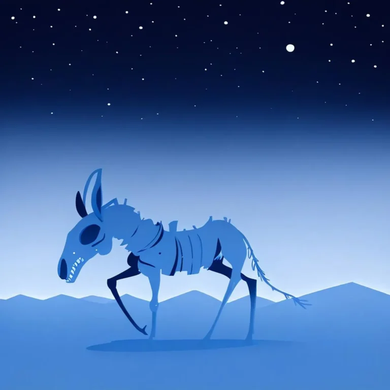 A skeleton horse standing under a starry night sky, an AI-generated image using Stable Diffusion.