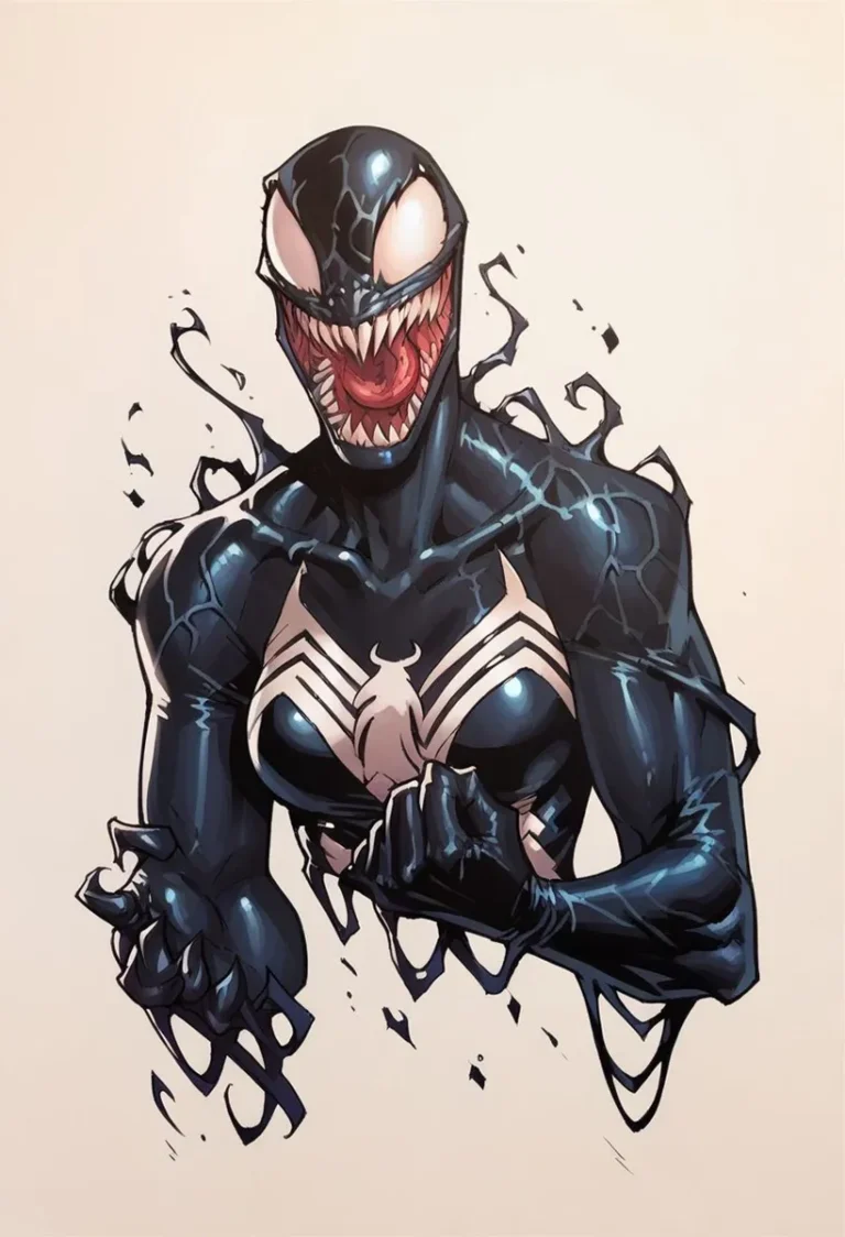Venom illustration in comic art style, created by AI using Stable Diffusion.
