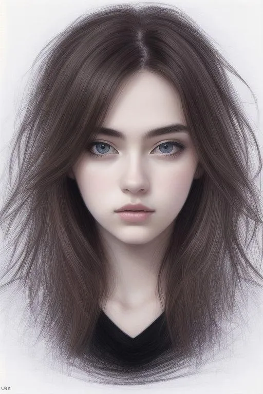 A highly realistic AI-generated portrait of a young woman with brown hair using Stable Diffusion.