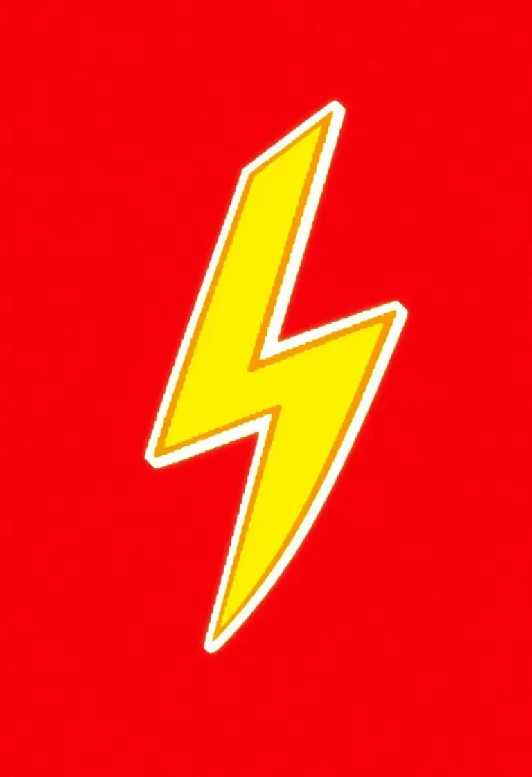 Bright yellow pixelated lightning bolt with a white glow on a solid red background.